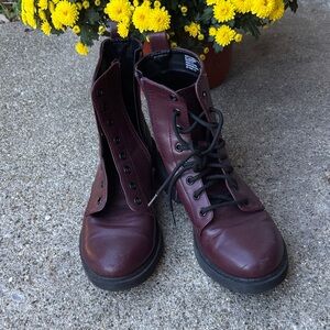 Burgundy Lace-Up Boots